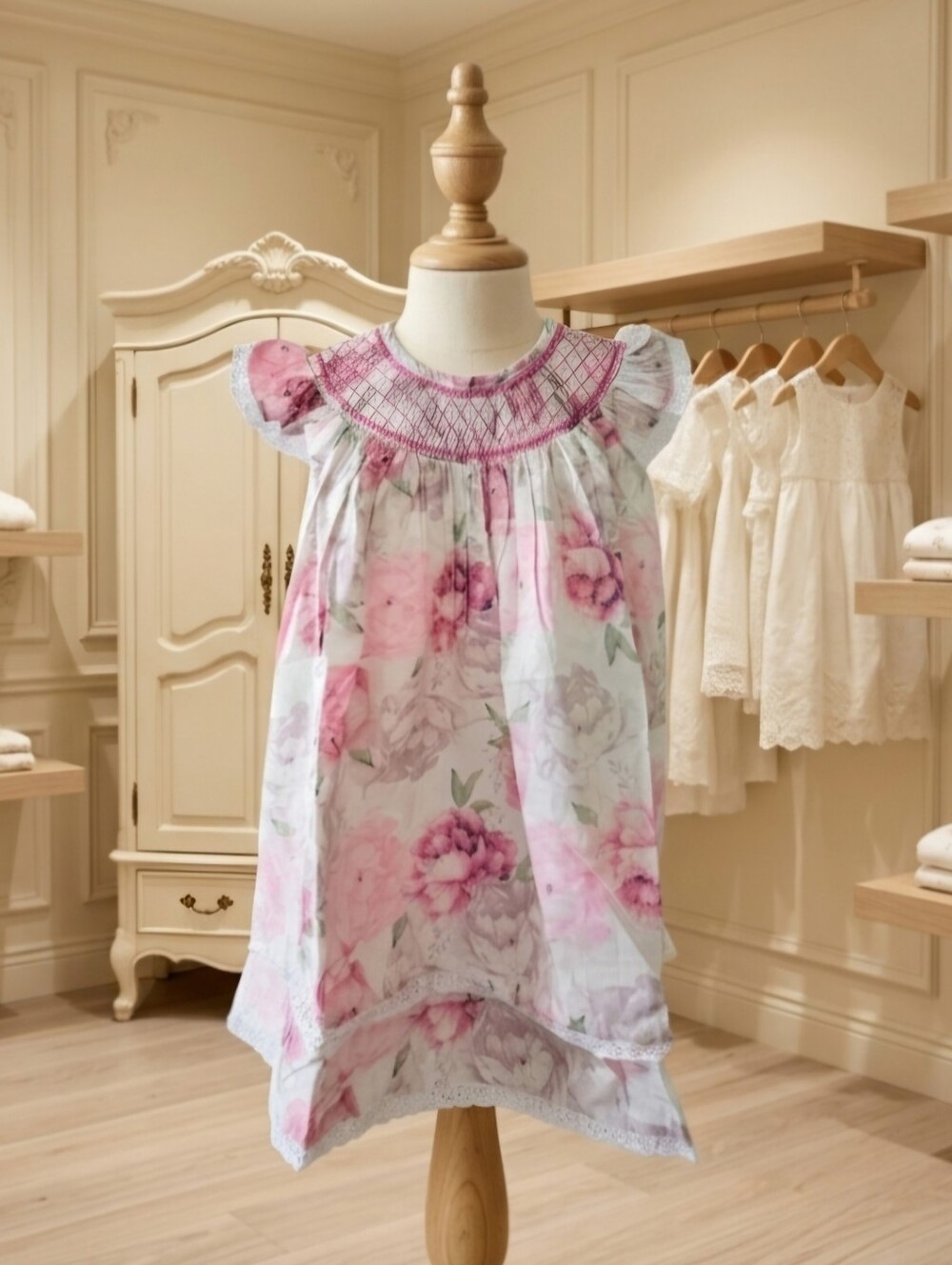 Lil Cactus Blush Pink Rose Smocked Dress | Size 3T